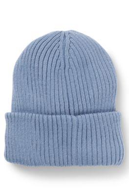 Kids' logo-badge beanie hat with faux-fur lining by HUGO BOSS