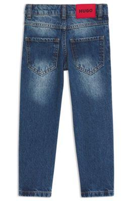 Kids' regular-fit jeans in blue denim by HUGO BOSS