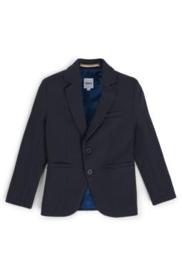 Kids' suit jacket in stretch fabric with printed lining by HUGO BOSS