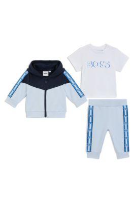 Kids' three-piece tracksuit in stretch cotton by HUGO BOSS