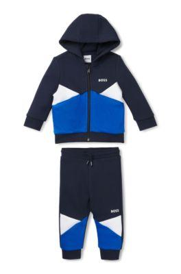 Kids' tracksuit with color-blocking and logo prints by HUGO BOSS