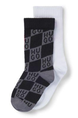 Kids' two-pack of socks with red logo labels by HUGO BOSS