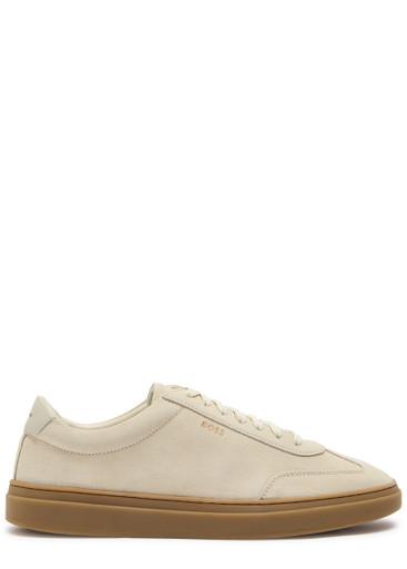 Kieran leather-trim suede sneakers by HUGO BOSS