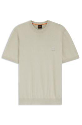 Knit T-shirt in cotton and cashmere by HUGO BOSS