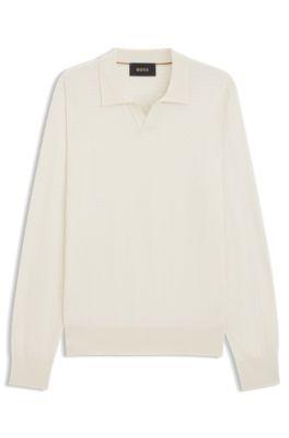 Knitted-silk sweater with Johnny collar by HUGO BOSS