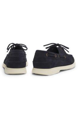 Lace-detail boat shoes in suede by HUGO BOSS