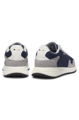Lace-up sneakers in lightweight fabric with suede trims by HUGO BOSS