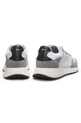 Lace-up sneakers in lightweight fabric with suede trims by HUGO BOSS