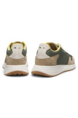 Lace-up sneakers in lightweight fabric with suede trims by HUGO BOSS