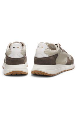 Lace-up sneakers in lightweight fabric with suede trims by HUGO BOSS
