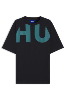 Large-logo T-shirt in cotton jersey by HUGO BOSS
