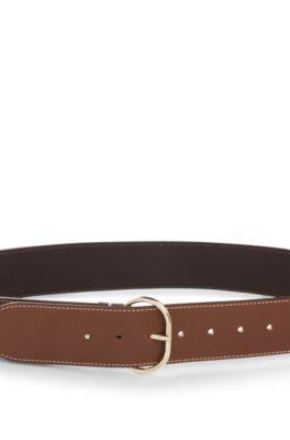 Leather belt with gold-tone buckle by HUGO BOSS