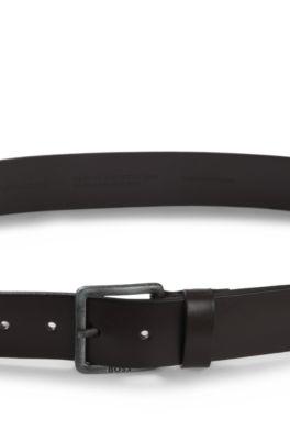 Leather belt with logo buckle by HUGO BOSS