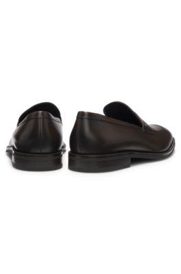Leather loafers with Double B monogram trim by HUGO BOSS