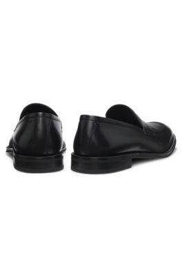 Leather loafers with plain penny trim by HUGO BOSS