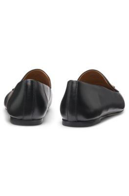 Leather loafers with square toe by HUGO BOSS