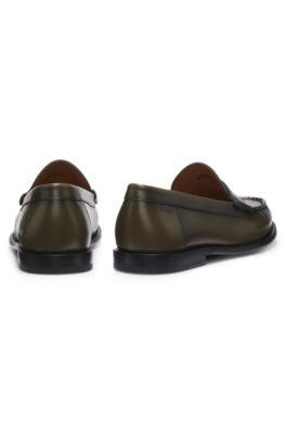 Leather moccasins with penny trim by HUGO BOSS