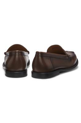 Leather moccasins with penny trim by HUGO BOSS