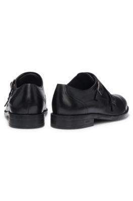 Leather monk shoes with double strap by HUGO BOSS