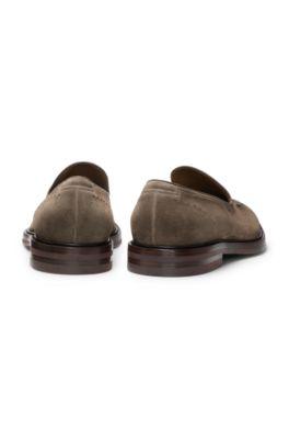 Leather-piped loafers in suede by HUGO BOSS