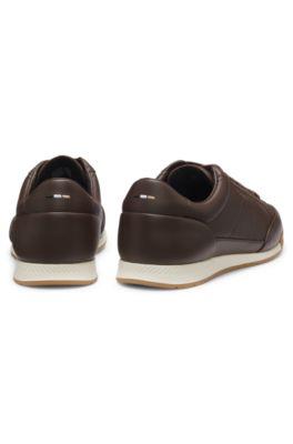 Leather sneakers with foil logo by HUGO BOSS