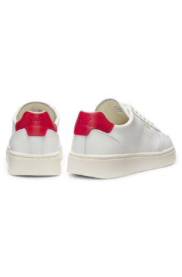 Leather sneakers with gold-tone logo by HUGO BOSS