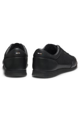Leather sneakers with monogram paneling by HUGO BOSS