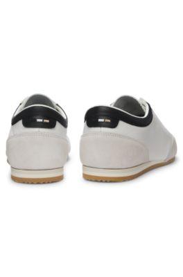 Leather sneakers with suede trims by HUGO BOSS