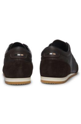 Leather sneakers with suede trims by HUGO BOSS
