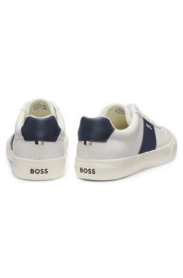Leather-trim trainers in faux leather by HUGO BOSS