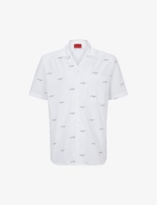 Leisure logo-print relaxed-fit cotton poplin shirt by HUGO BOSS