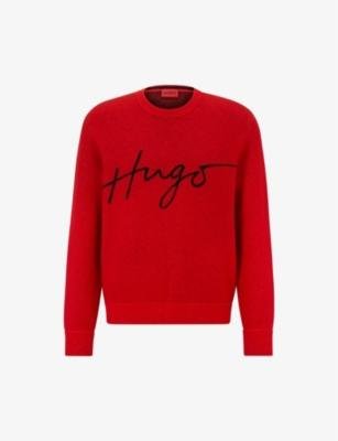 Leisure logo-print wool-blend jumper by HUGO BOSS