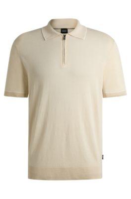 Linen-blend sweater with zip placket by HUGO BOSS