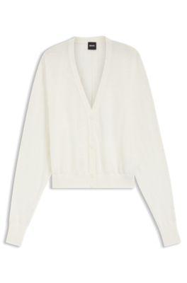 Linen-cotton cardigan with buttoned front by HUGO BOSS