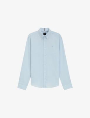 Logo-Embroidered Regular-Fit Linen Shirt by HUGO BOSS