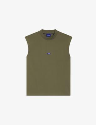 Logo-Embroidered Relaxed-Fit Sleeveless Cotton T-Shirt by HUGO BOSS