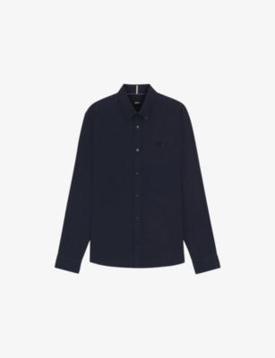 Logo-Embroidered Slim-Fit Linen Shirt by HUGO BOSS