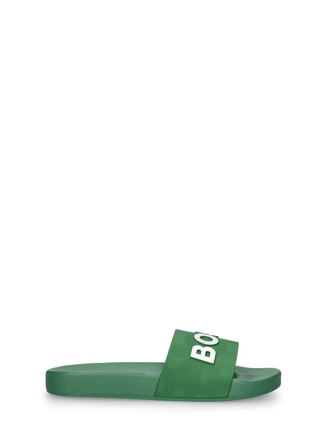 Logo Print Rubber Slide Sandals by HUGO BOSS