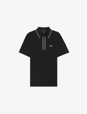 Logo-Print Short-Sleeve Stretch-Cotton Polo by HUGO BOSS