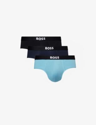 Logo-Waistband Pack of Three Stretch-Cotton Briefs by HUGO BOSS