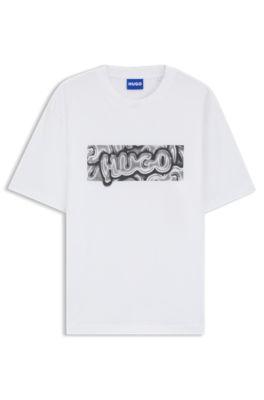 Logo-artwork T-shirt in cotton jersey by HUGO BOSS