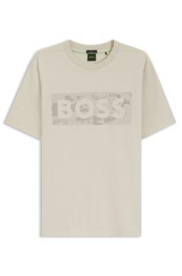 Logo-artwork T-shirt in stretch cotton by HUGO BOSS