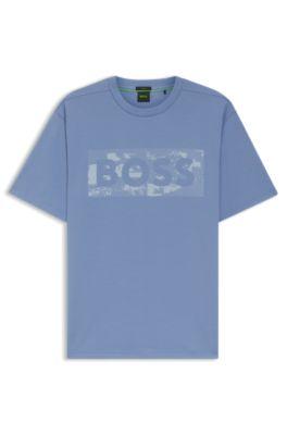 Logo-artwork T-shirt in stretch cotton by HUGO BOSS