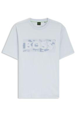 Logo-artwork T-shirt in stretch cotton by HUGO BOSS