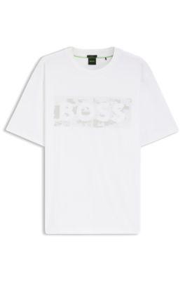 Logo-artwork T-shirt in stretch cotton by HUGO BOSS