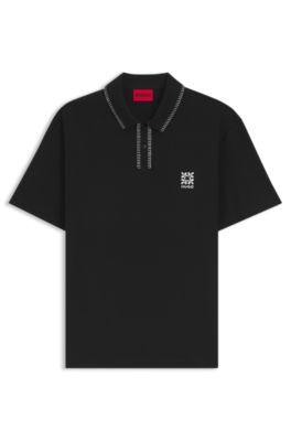 Logo-artwork polo shirt with blanket stitching by HUGO BOSS