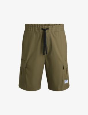 Logo-badge elasticated-waist cotton shorts by HUGO BOSS