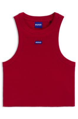 Logo-badge tank top in stretch cotton by HUGO BOSS