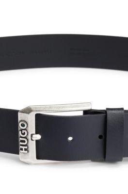 Logo-buckle belt in leather by HUGO BOSS