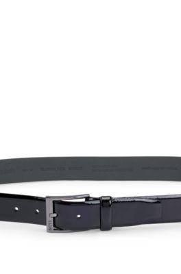 Logo-buckle belt in patent leather by HUGO BOSS